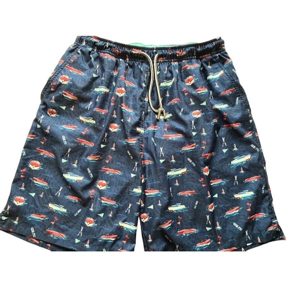 Peter Millar Shorts Men L Blue Pull On Coastal Old Money Sailboat Preppy Classic